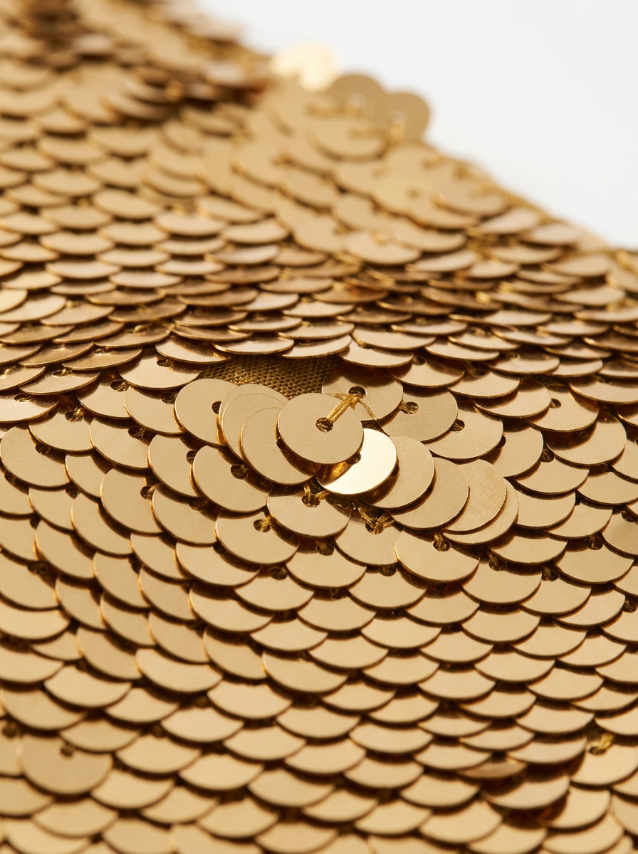 Paillettenrock Gold – Detail der Paillettenscheiben