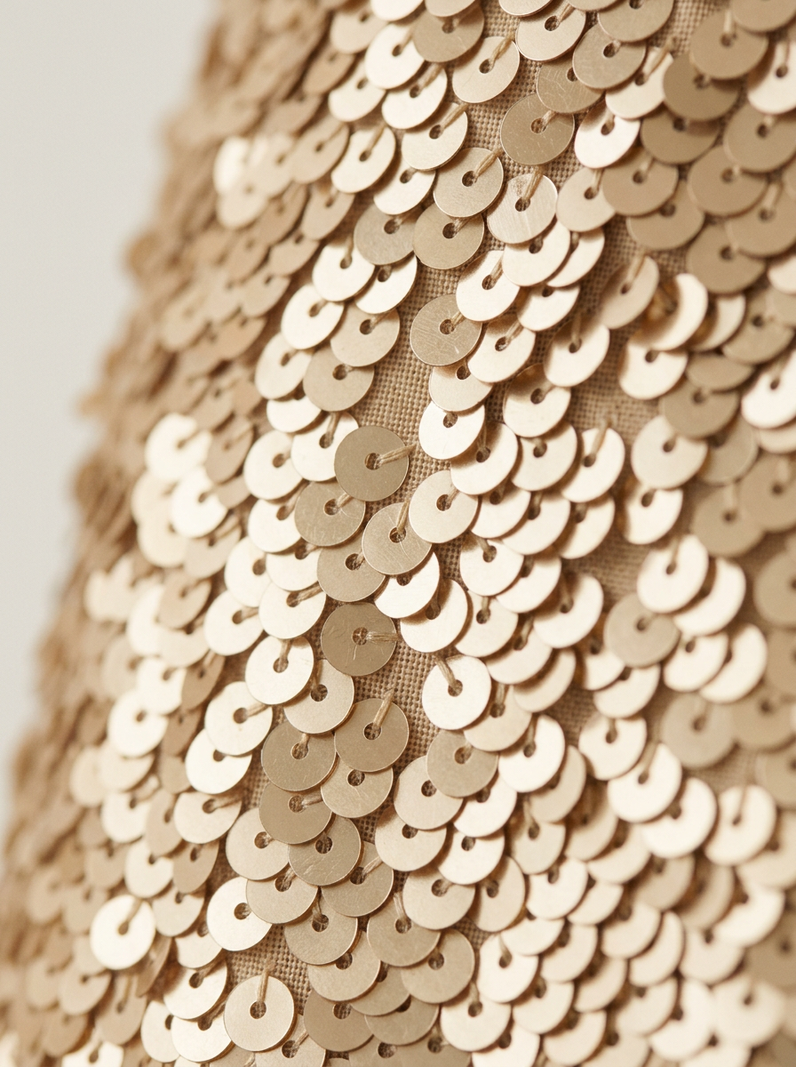 Paillettenrock Champagner – Detail der Paillettenoberfläche