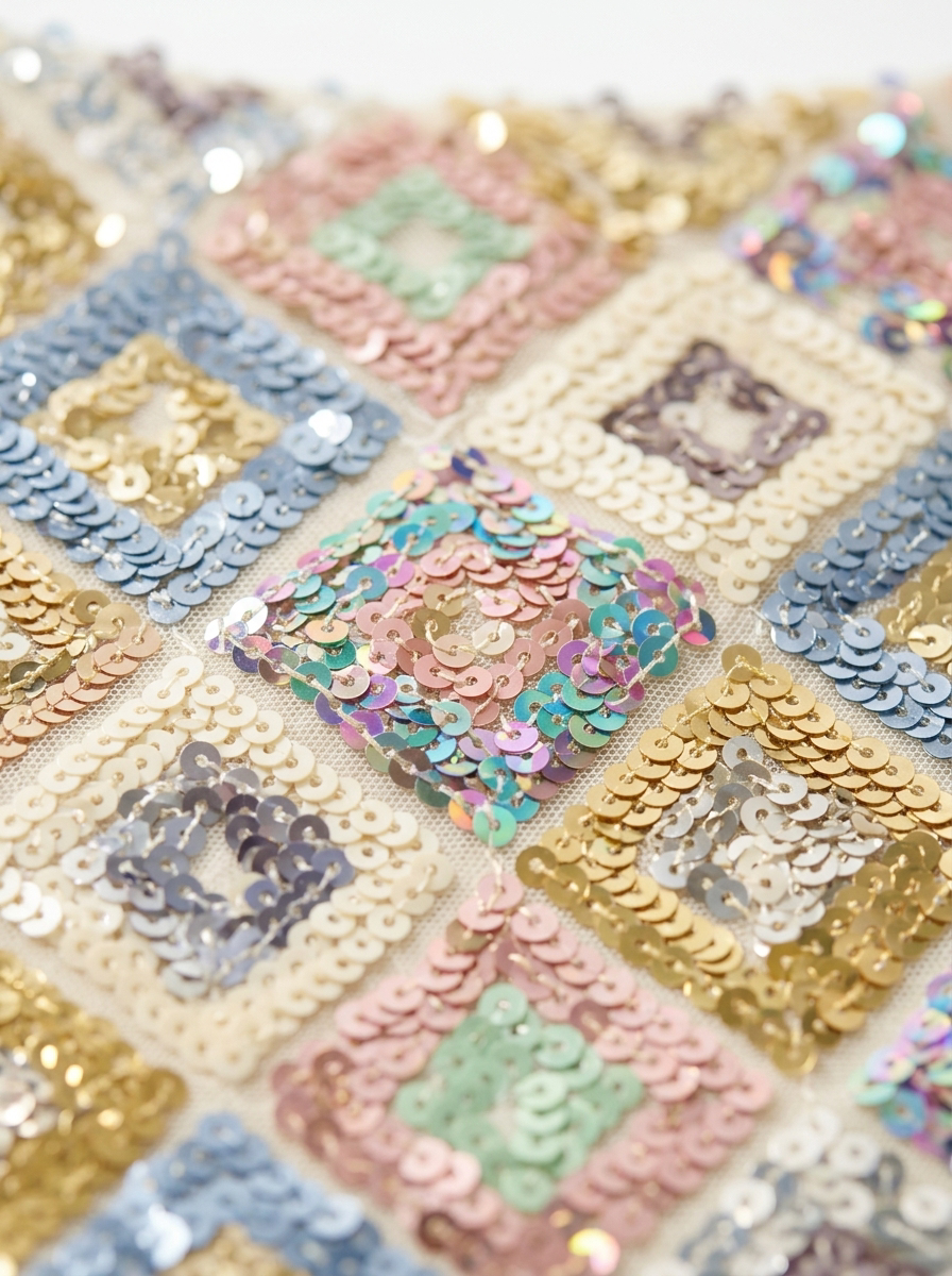 Paillettenrock Multicolor – Detail des Rautenmosaiks