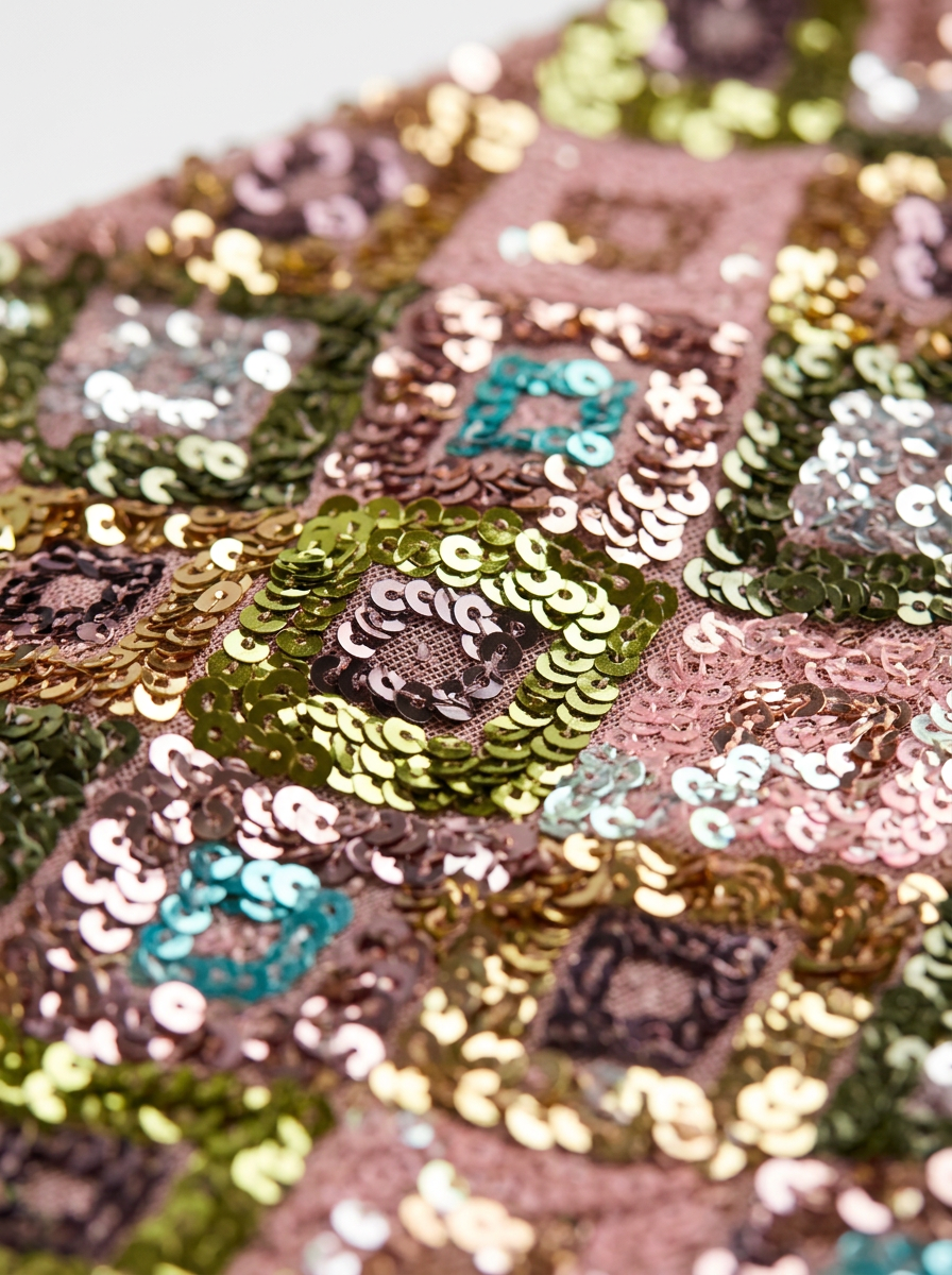 Paillettenrock Rosa – Detail des Rautenmusters